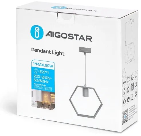 Aigostar - LED drevený luster na lane 1xE27/9W/230V 2200K borovica
