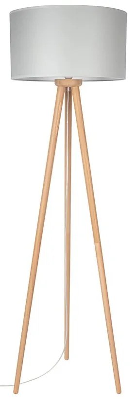 Contra Stojacia lampa 1xE27 Max.60W Prírodný buk/Transparentná/Sivá