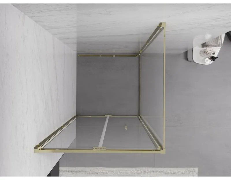 Mexen Exo, skladací sprchový kút 85 x 85 cm, číre sklo, zlatá, 816-085-085-50-00