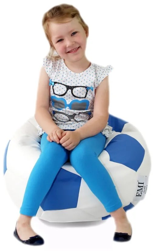 Sedací vak futbalová lopta malá bielomodrý EMI