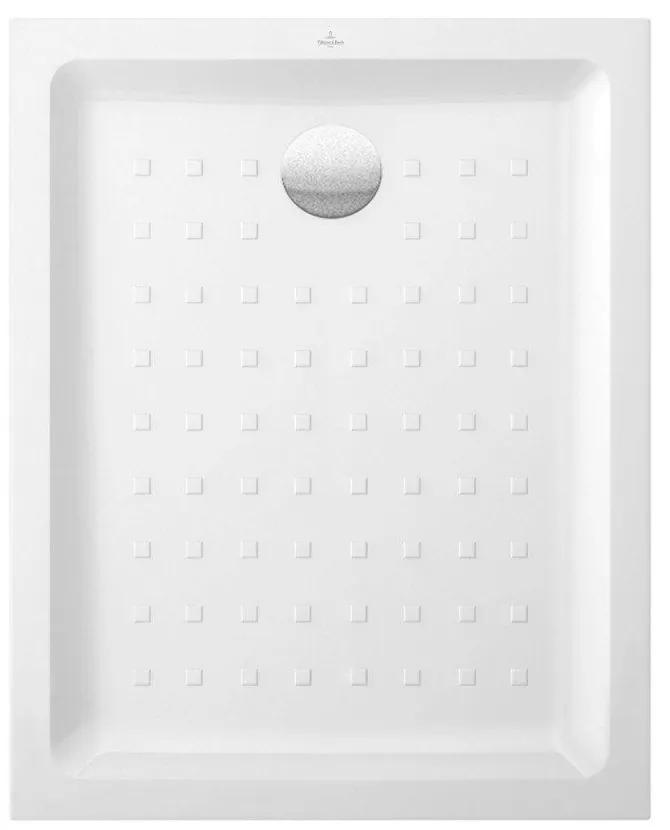 VILLEROY &amp; BOCH O.novo obdĺžniková sprchová vanička z keramiky, na podlahu, s lesklým povrchom a výstupkami, 800 x 1000 x 60 mm, biela alpská, 60618001