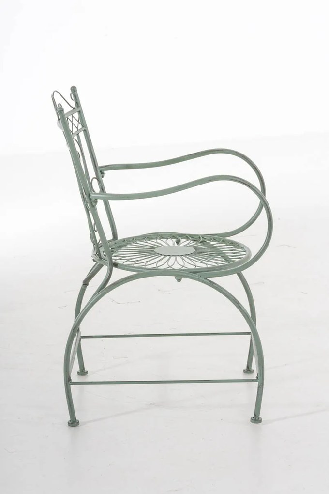 Kovová stolička Sheela s područkami - Zelená antik