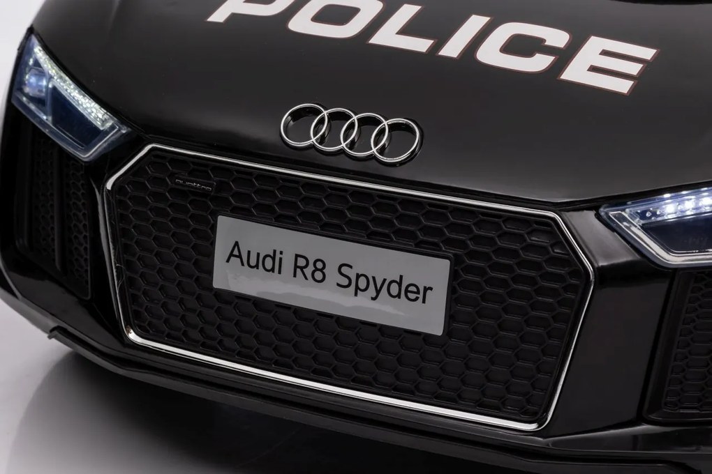Ramiz Elektrické autíčko Audi R8 Polícia na batérie + diaľkové ovládanie + EVA + pomalý štart + MP3 LED