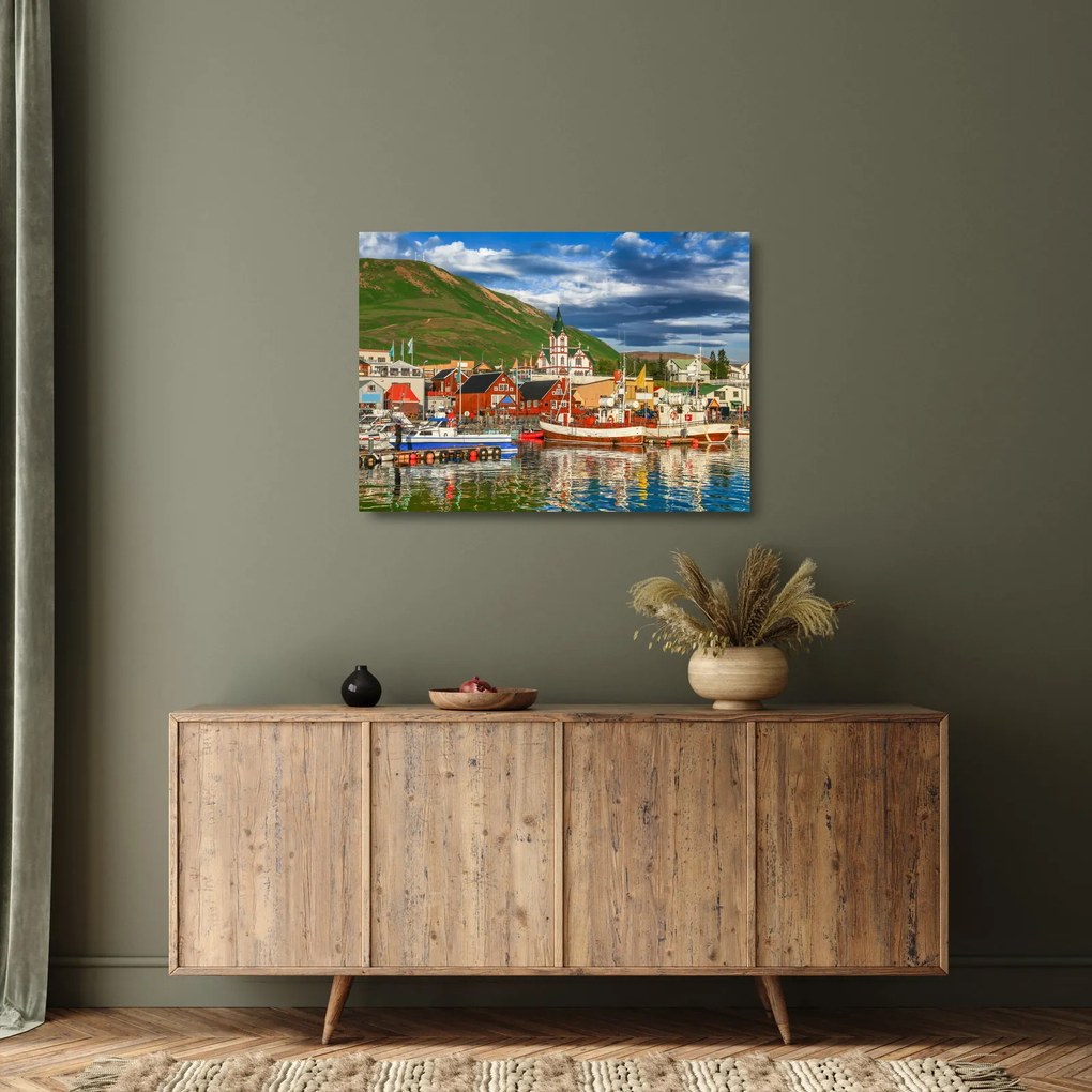 Sklenený obraz - Húsavík (70x50 cm)