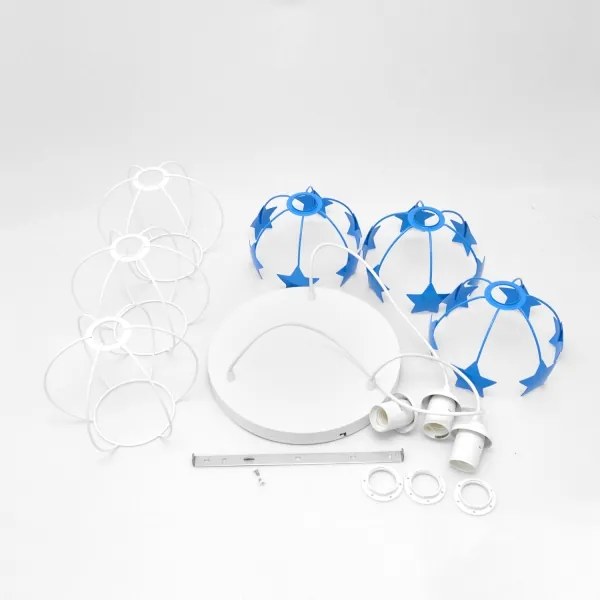 Detský luster na lanku STARS 3xE27/15W/230V modrá/biela