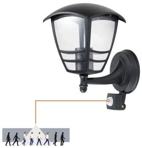 Vonkajšie nástenné svietidlo so senzorom TEVIO 1xE27/60W/230V IP54 čierna