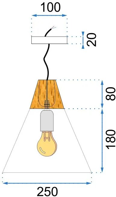 Toolight Toolight, závesná lampa 1xE27 Scandi A, čierna-hnedá, OSW-00146