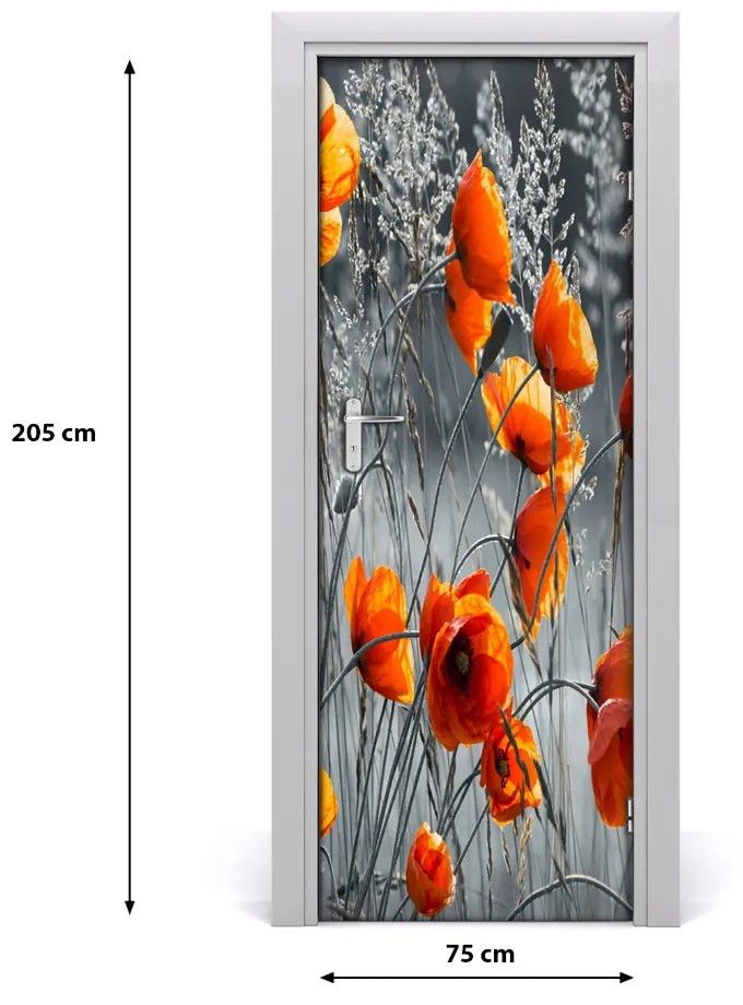 Samolepiace fototapety na dvere pole mak 75x205 cm