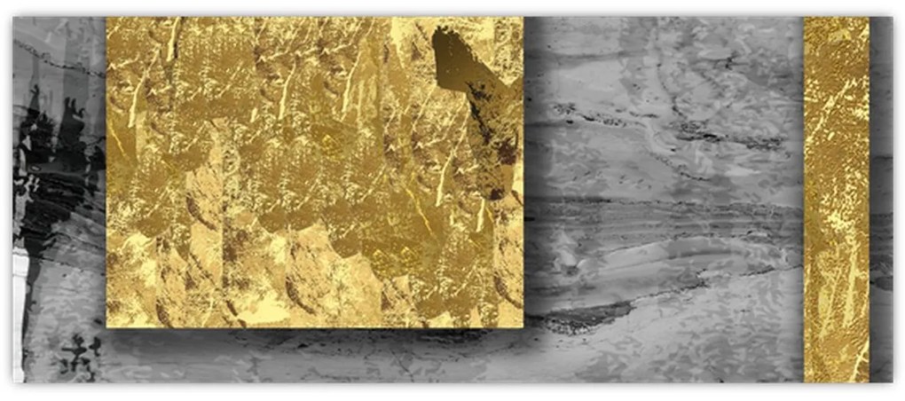 Obraz - Zlaté štvorce N⁰2 (120x50 cm)
