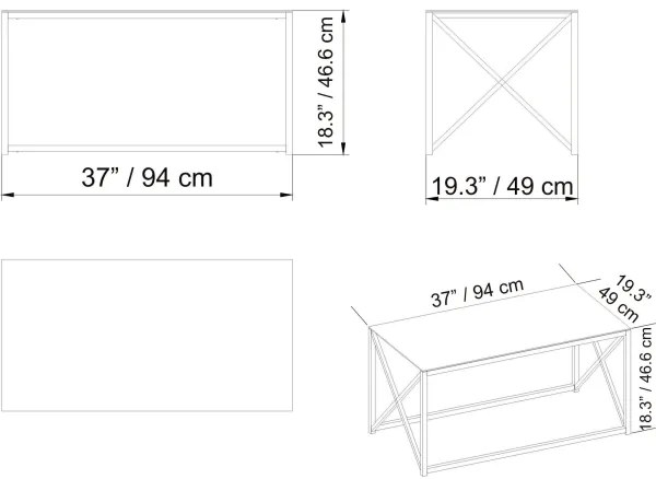 Konferenčný stolík ILIOMAR 46,6x94 cm zlatá/čierna
