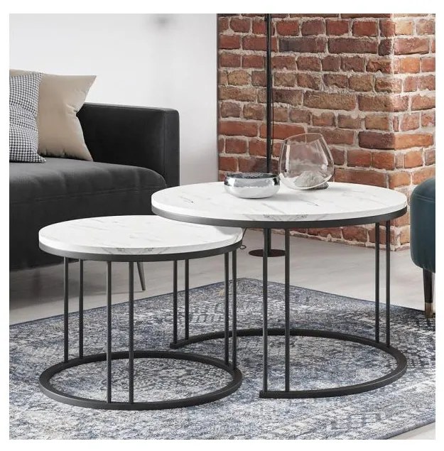 SADA 2x Konferenčný stolík RAGNAR čierna/biela