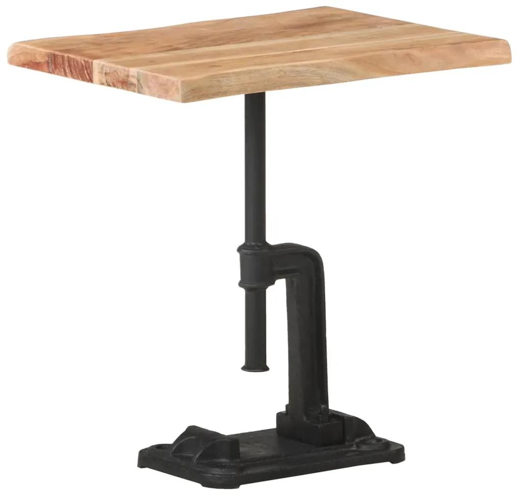 vidaXL Príručný stolík svetlé drevo 45x35x48 cm akáciový masív a liatina