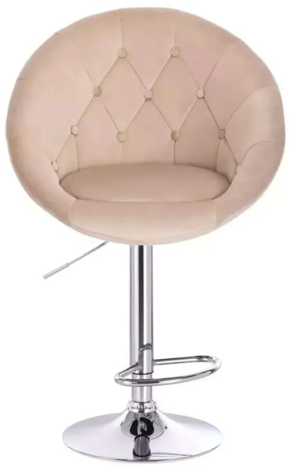 LuxuryForm DESIGN Barová stolička VERA VELUR na striebornom tanieri - latte