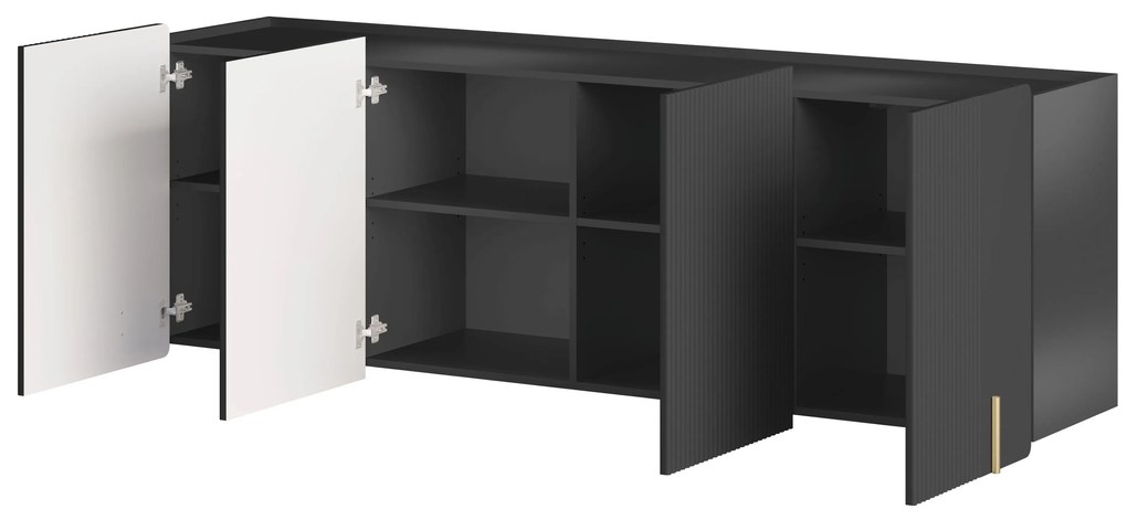 Závesná komoda Malmi 200 cm - čierny mat / zlatá