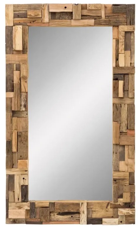 furniture-nabytek.cz - Masívne zrkadlo Kavali z recyklovaného starého dreva, neupravené, hnedé – 105×180 cm