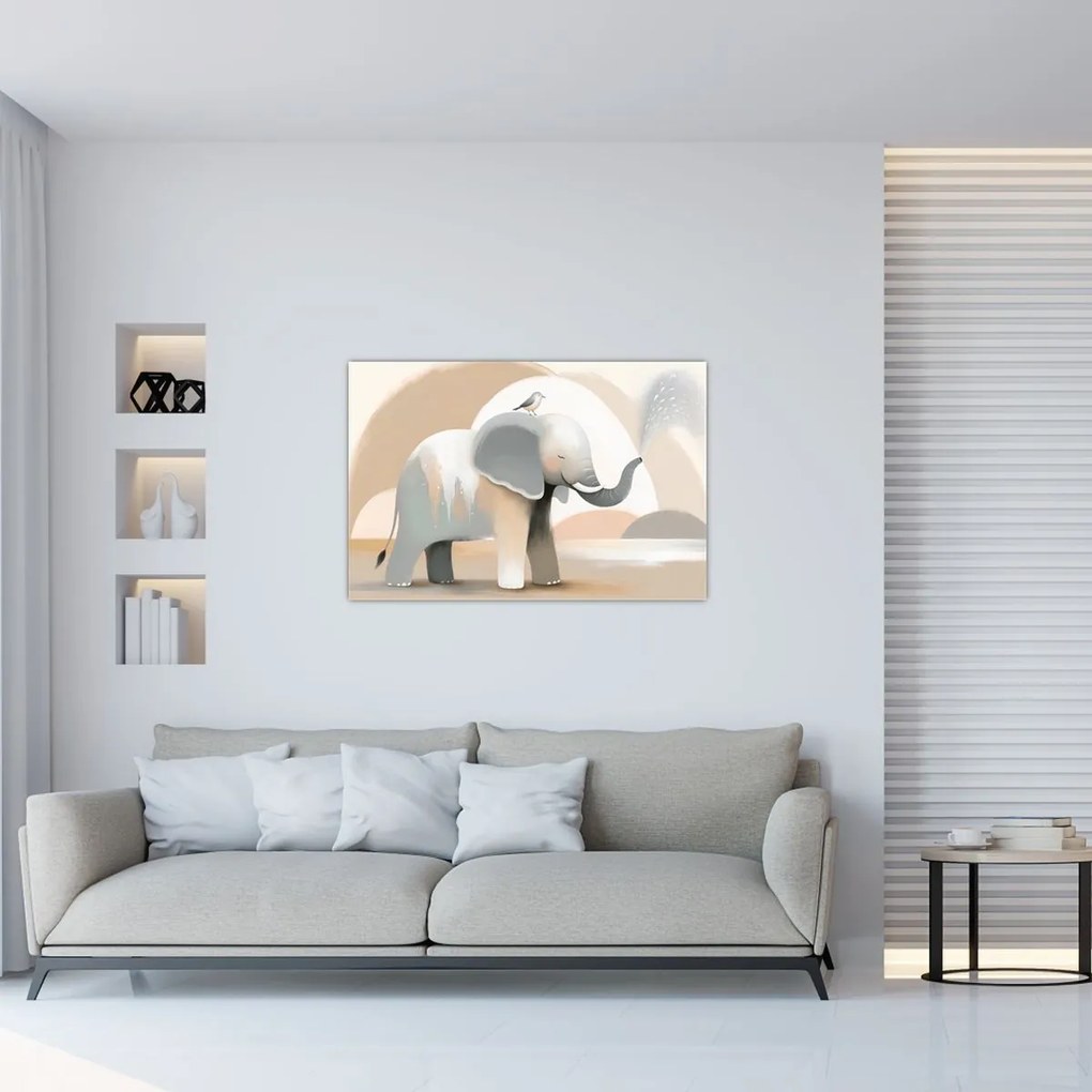 Obraz - Slon v pastelových farbách (90x60 cm)