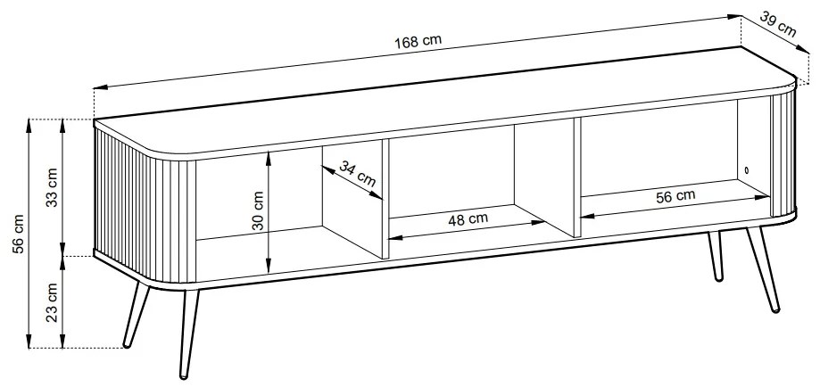 TV STOLIK BELLISSA KAŠMÍR + ZLATÉ NOŽIČKY 168 cm