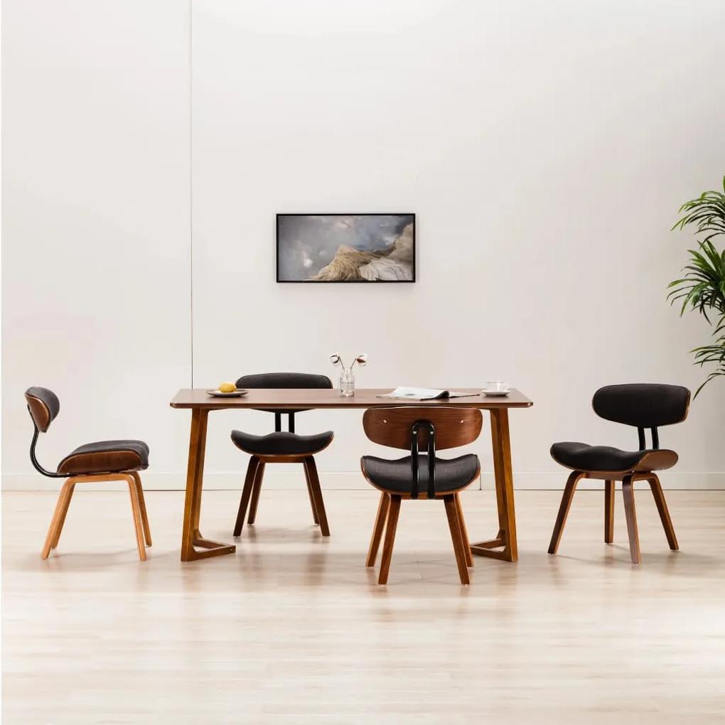 Jedálenské stoličky 4 ks sivé ohýbané drevo a látka
