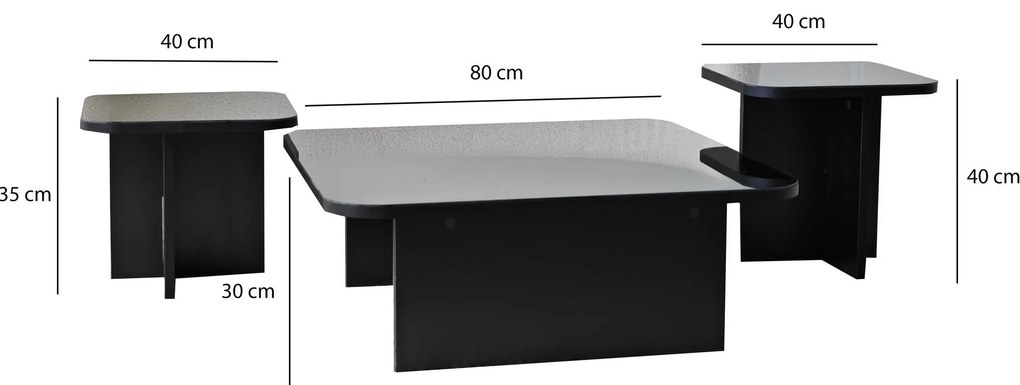 Súprava konferenčných stolíkov Jazz čierna