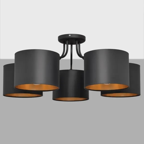Luster prisadený ALBA 5xE27/15W/230V čierna/zlatá