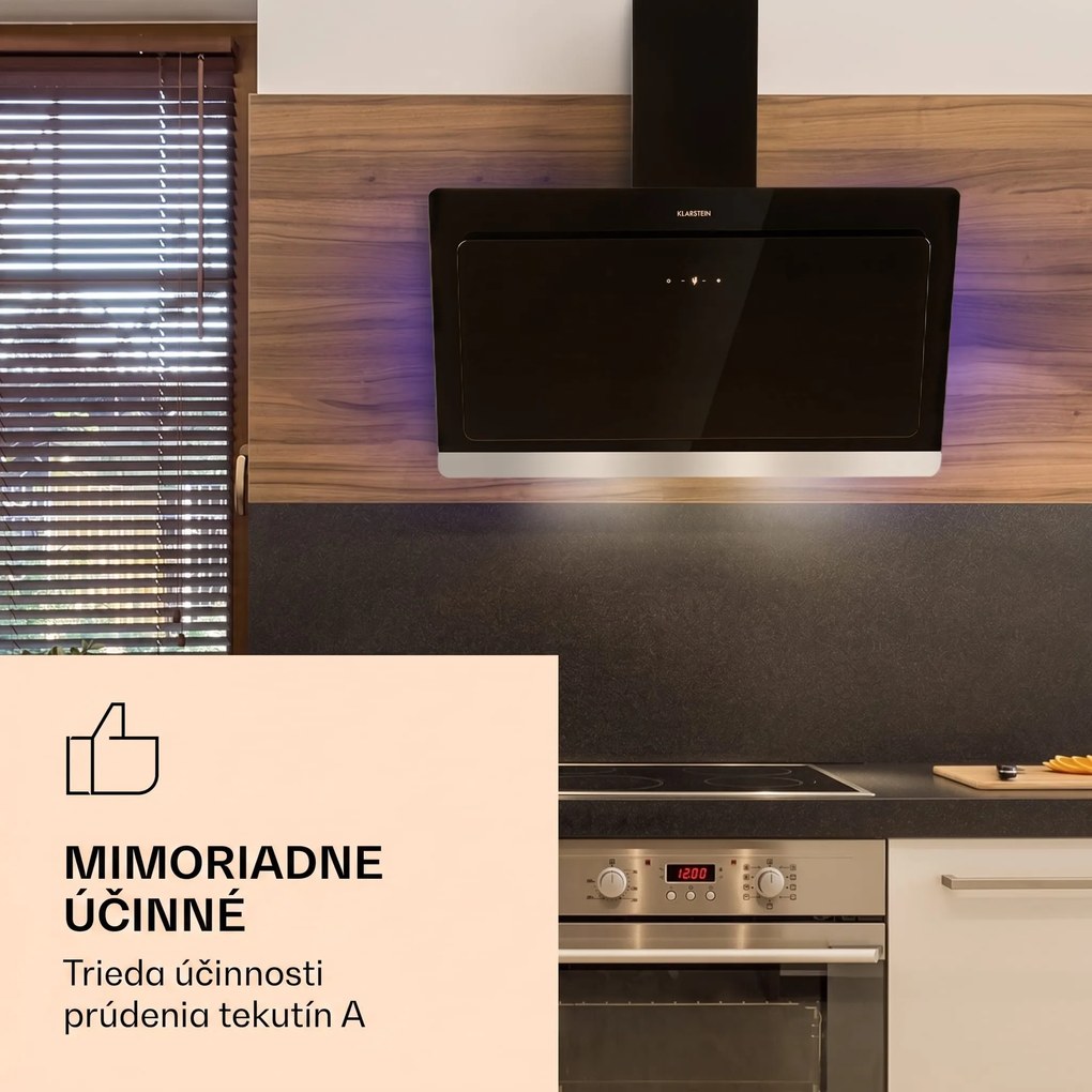 Klarstein Aurora Eco 90, digestor, 90 cm, nástenný, 585 m³/h, A+, dotykové ovládanie, čierny