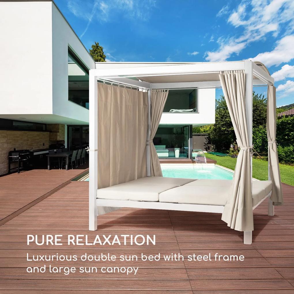Eremitage Double XL, slnečné ležadlo, 2 osoby, oceľový rám, slnečná strecha, závesy