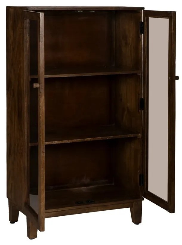 Hnedá vitrína z mangového dreva 80x140x40 cm Ravi – Ixia