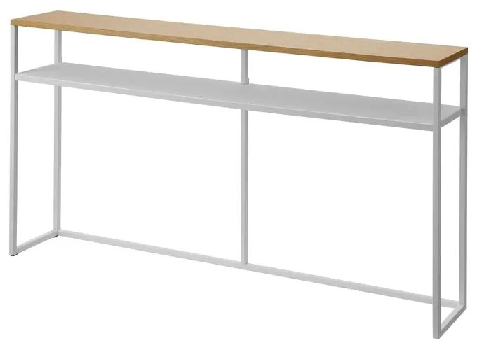 Konzolový stolík v bielej a svetlo hnedej farbe v dekore jaseňa 20,5x126 cm Tower – YAMAZAKI