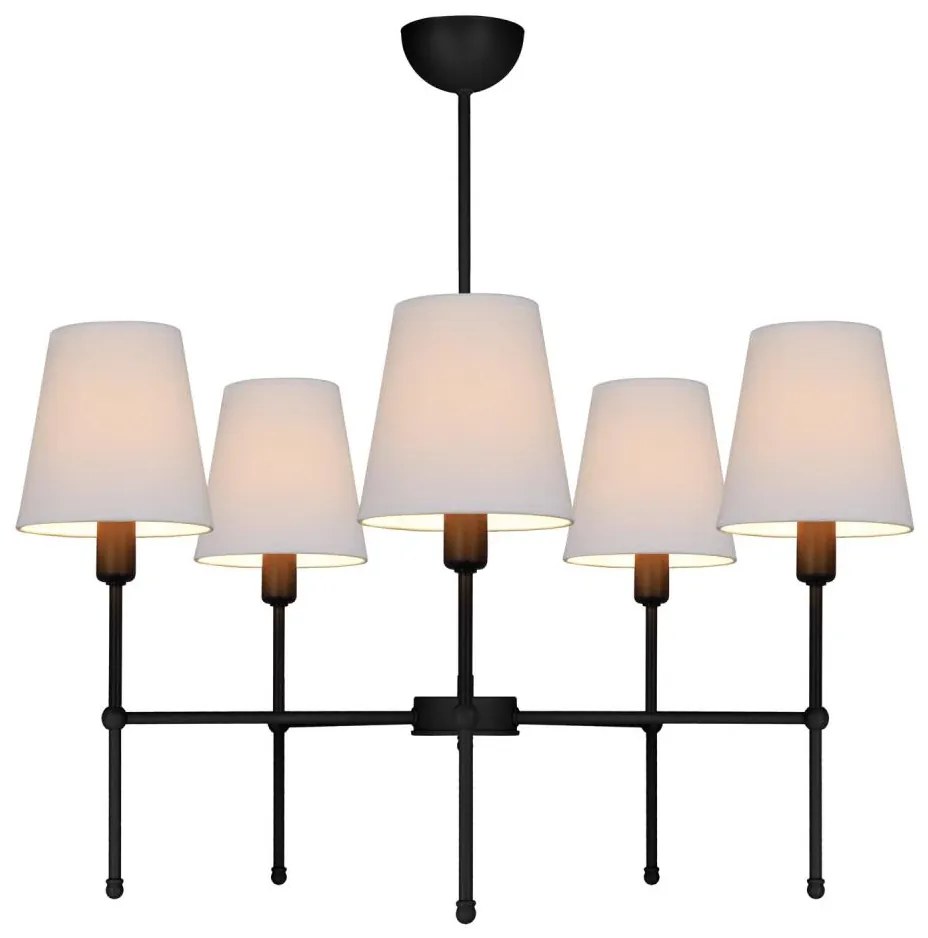 Luster na tyči MADELA 5xE14/40W/230V biela/čierna