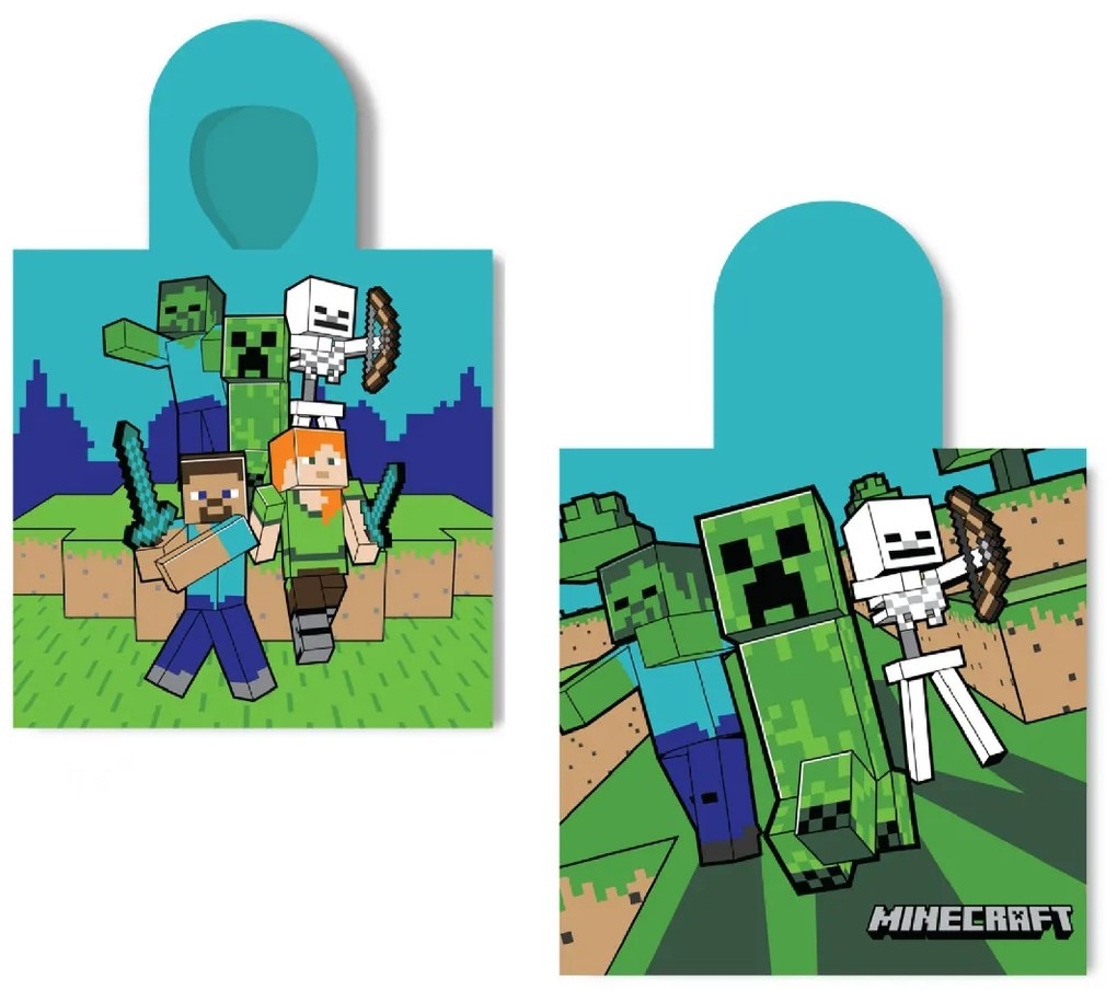 Detské bavlnené pončo Minecraft 55x110cm Faro Tiahome