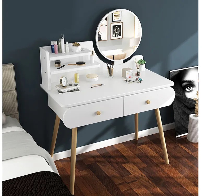 Biely toaletný stolík so zrkadlom+taburetka Jokomisiada ZA4820