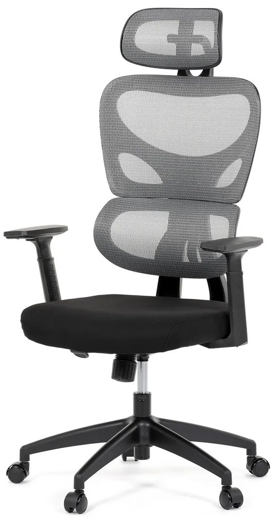 Autronic - Kancelářská židle, šedá síťovina, černý plast, kolečka na tvrdé podlahy - KA-K2080 GREY AKCE