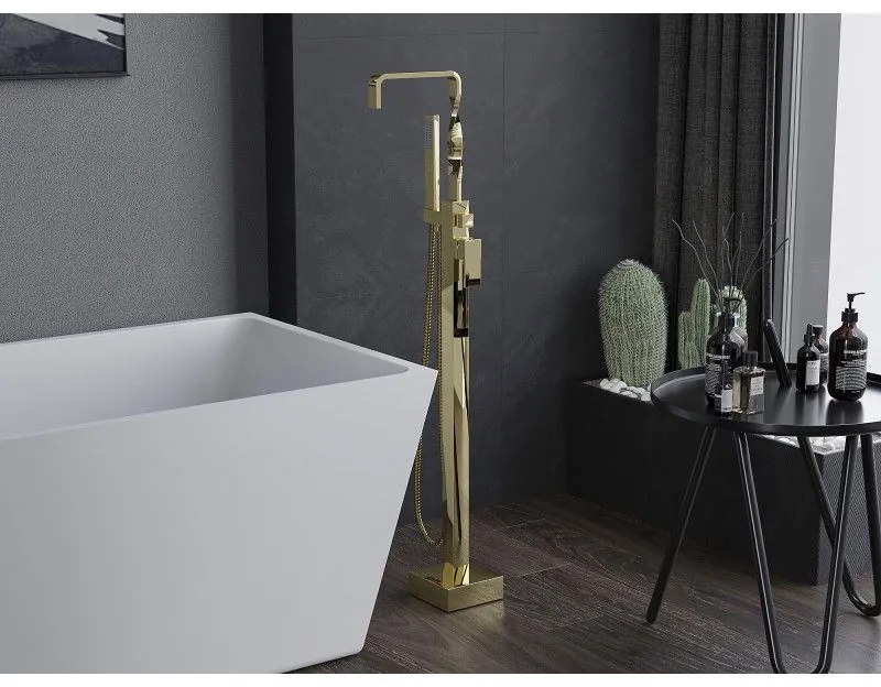 Mexen Avila, voľne stojaca vaňová batéria, zlatá lesklá, 75833-50