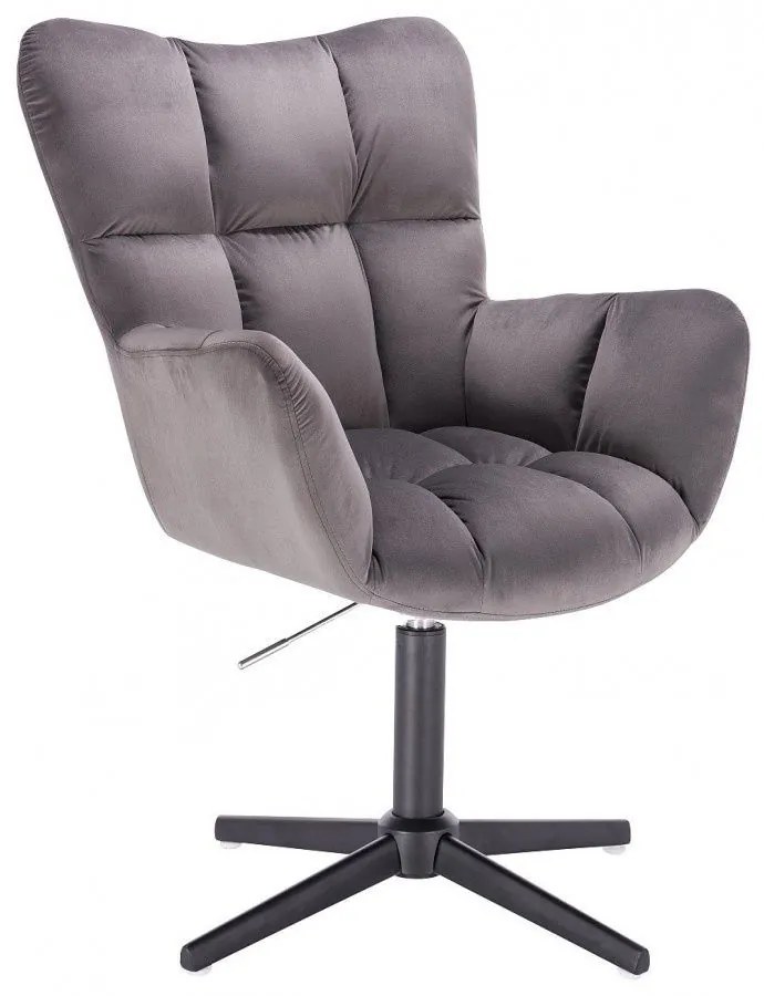 LuxuryForm DESIGN Otočné kreslo AURORA VELUR na čiernom kríži - tmavosivé