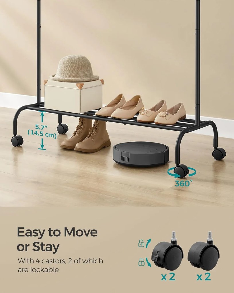 oblečenie stojan 50 kg maximálna nosnosť čiernej farby