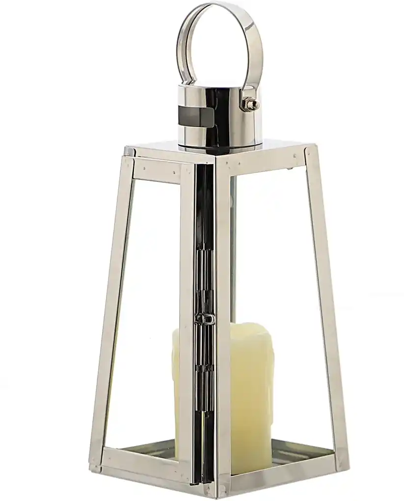 Plechový lampáš - strieborný (v. 20 cm) - moderný štýl | Biano