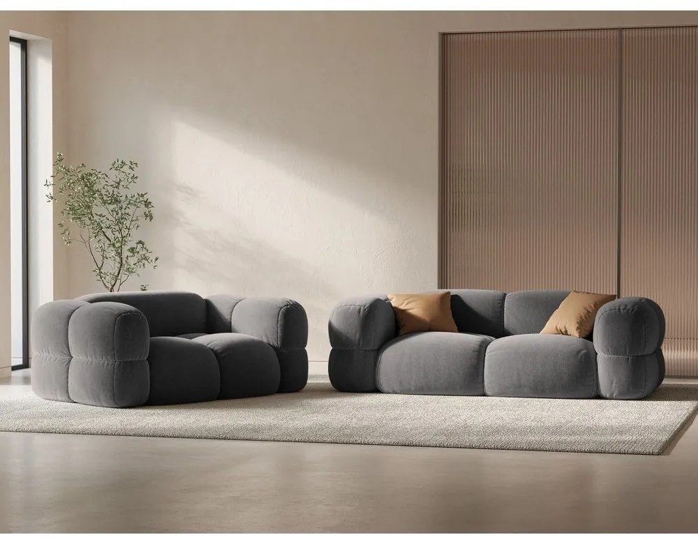 Sivá zamatová pohovka 210 cm Loretto – Cosmopolitan Design