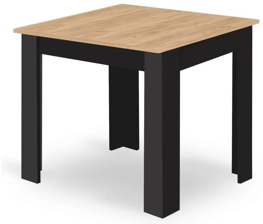 Jedálenská zostava stôl Artisan 80 X 80 čierne nohy + 4 stoličky MARK čierne/ prírodné nohy