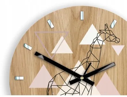 Sammer Kvalitné hodiny GEOMETRICKÉ - ŽIRAFA z dubového dreva 33 cm ZyrafaGeometryczna