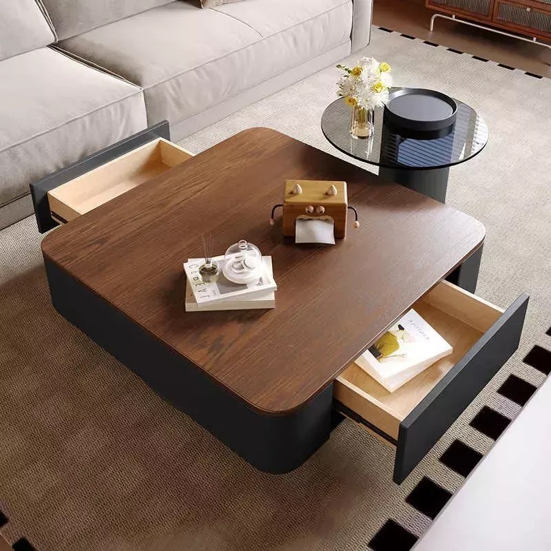 LuxuryForm DESIGN Konferenčný stolík MODENA 80 × 80 cm – hnedý, čierny (set)