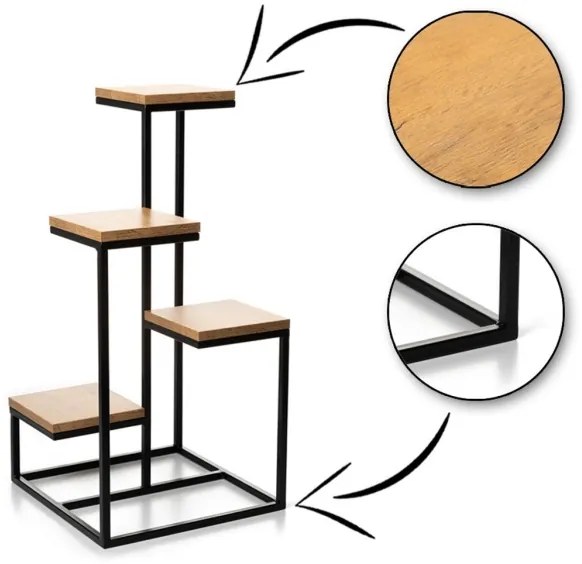 Stojan na kvety KASKADA 79x40 čierna/hnedá