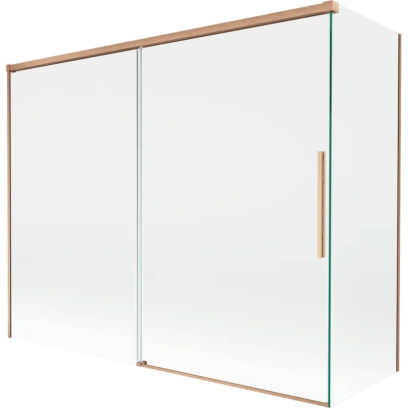 Mexen Rox, 2-krídlová posuvná vaňová zástena 190 + 90 x 150 cm, 8mm číre sklo, medený matný profil, 8C9-190-090-65-00
