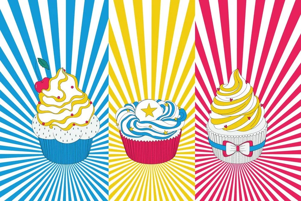 Samolepiaca tapeta pop art cupcakes