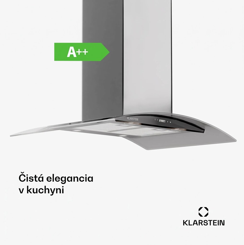 Klarstein Colette, digestor, 90 cm, 601 m³/h, energetická trieda A, ušľachtilá oceľ, strieborný