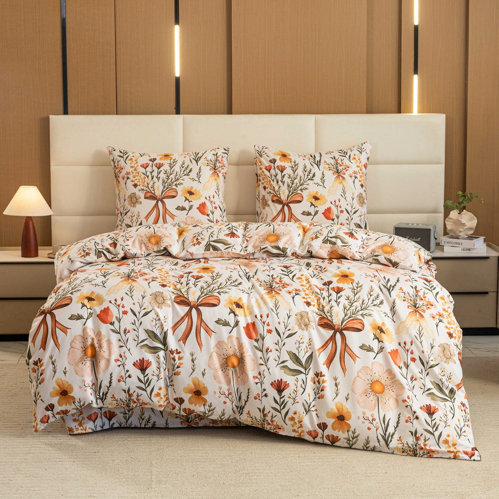 Obliečky z mikrovlákna FLORAL RIBBON krémové Rozmer obliečky: 70 x 90 cm | 140 x 200 cm