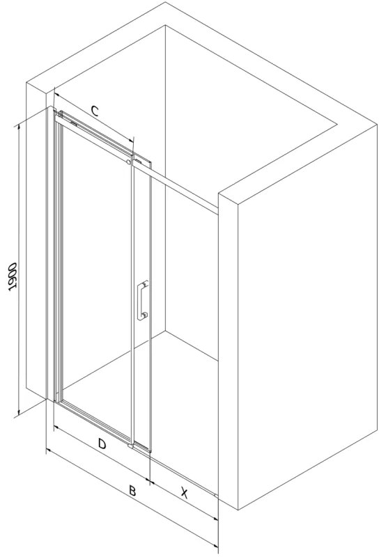 Mexen OMEGA posuvné sprchové dvere do otvoru 160 cm, šedé, 825-160-000-01-40