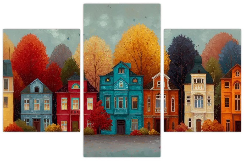 Obraz - Maľované jesenné mesto (90x60 cm)