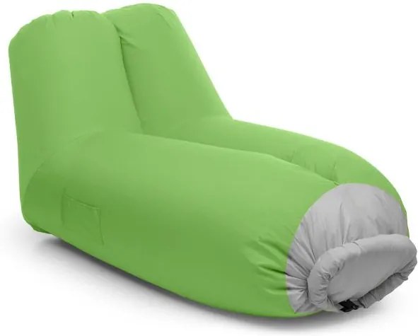 Blumfeldt Airlounge, nafukovacia sedačka, 90 x 80 x 150 cm, ruksak, prateľná, polyester, zelená