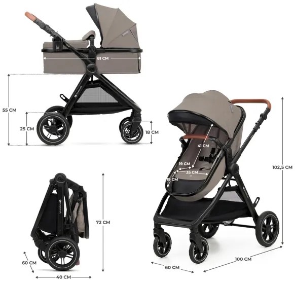 KINDERKRAFT - Kombinovaný kočík 3v1 ESME Sand beige + autosedačka MINK PRO