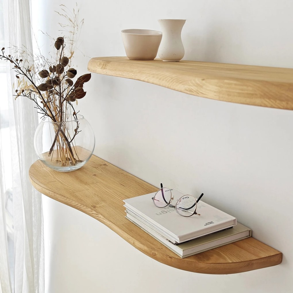 Súprava 2 ks nástenných políc WAVY dub